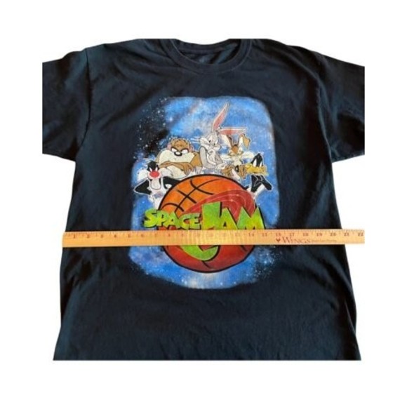 VTG Space Jam Basketball Taz Bugs Bunny Daffy Duck Men’s TShirt Size L Black - Picture 5 of 6